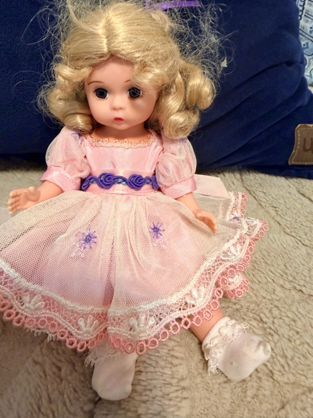 Vintage Beautiful collector Pink Madame Alexander 8" Hush-you-bye Doll EUC